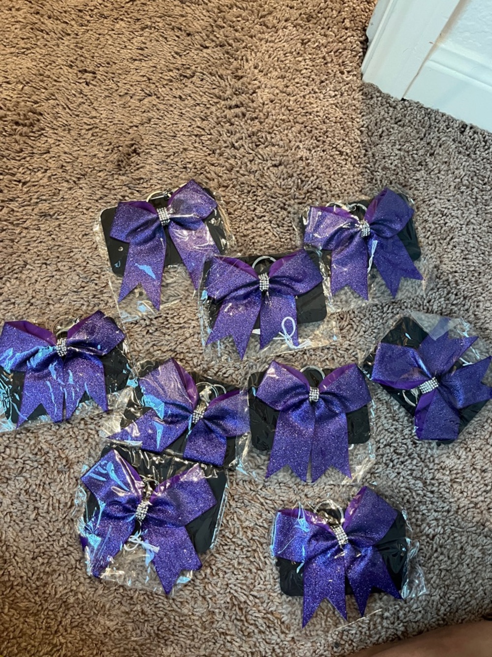 Amazon Purple Glitter Bow Keychain Hair Clips with Rhinestone Accent